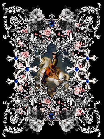 440748-原创欧式花纹油画人物玫瑰花卉十字骑