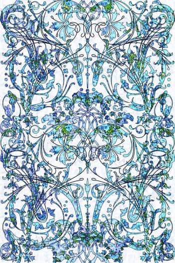 440787-欧式花纹清新盘枝花纹靛蓝青花瓷效果