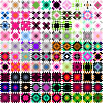 440794-民族风几何缤纷多彩格子组合女装衬衣