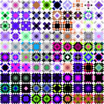 440795-民族风几何缤纷多彩格子组合女装衬衣