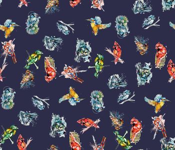 440807-时尚大牌简约抽象鸟数码印花