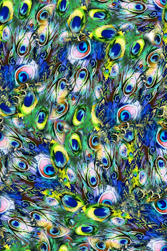 孔雀羽毛印花华亿平台图片