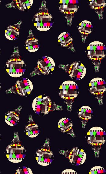 441047-	时尚波点新闻联播撞色羊组合印花