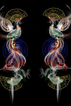 百鸟朝凤扇子名族风印花华亿平台图片