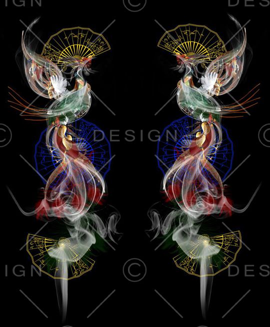 百鸟朝凤扇子名族风印花华亿平台图片