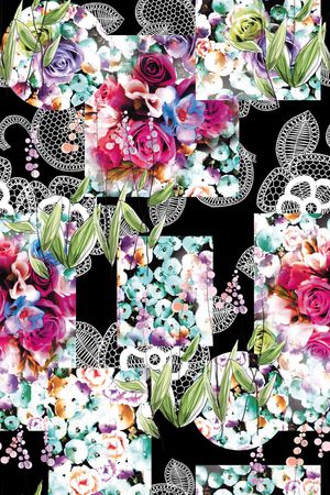 抽象蕾丝拼接印花华亿平台图片