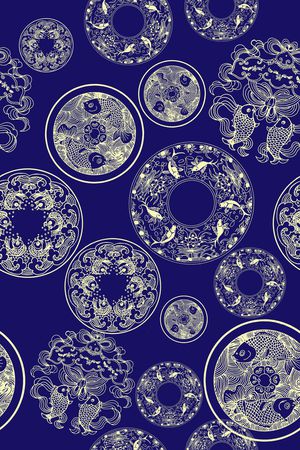 双鱼印花华亿平台图片