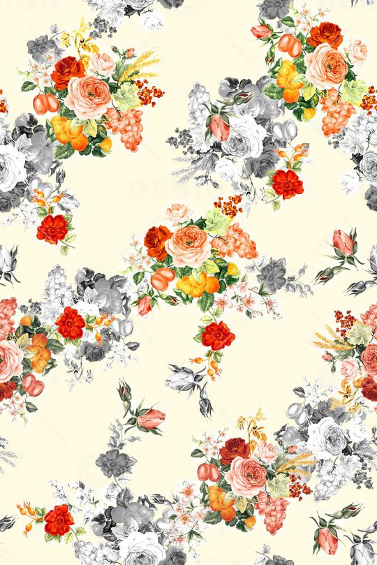 手绘花朵印花华亿平台图片