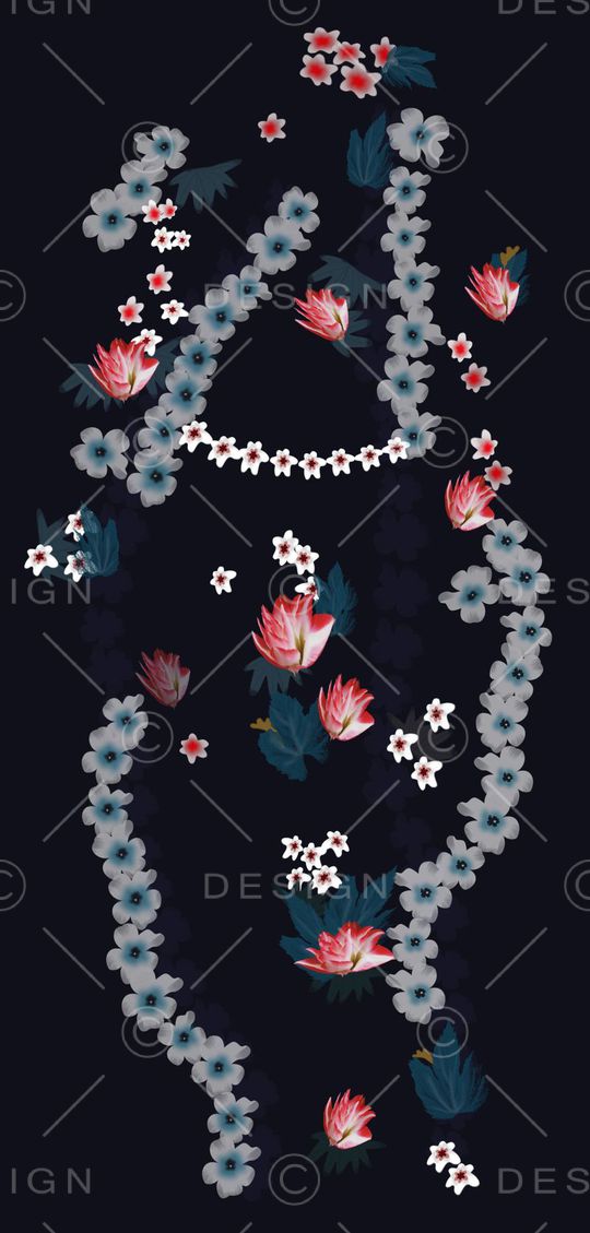 全手绘2015大牌走秀花朵裙子印花华亿平台图片