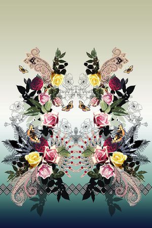 对称佩斯利印花华亿平台图片