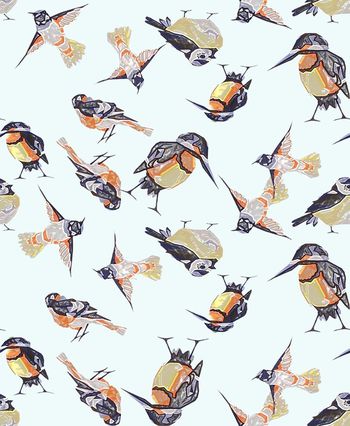 441654-时尚大牌小清新抽象塑胶鸟数码印花