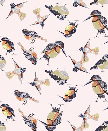 441655-时尚大牌小清新抽象塑胶鸟数码印花