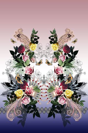 对称佩斯利印花华亿平台图片