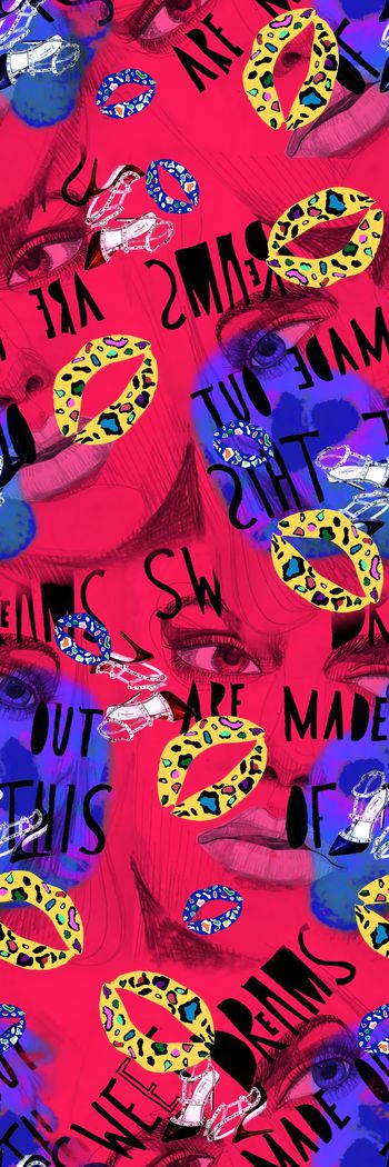 441684-波普风时尚美女与字母豹纹嘴唇眼睛高
