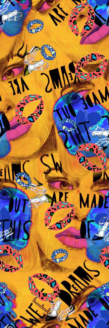 441685-波普风时尚美女与字母豹纹嘴唇眼睛高