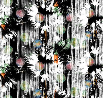 441913-	时尚小清新素菜波点水墨画数码印花