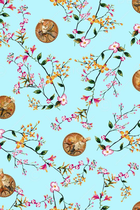 树枝小花印花华亿平台图片