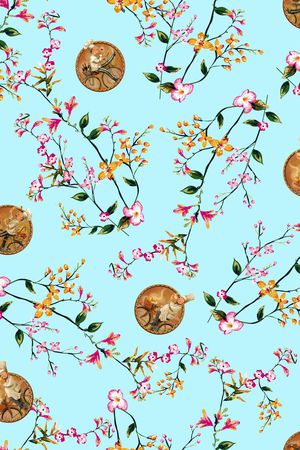 树枝小花印花华亿平台图片