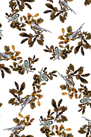 复古秋天树叶印花华亿平台图片