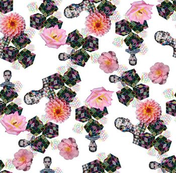 442111-	时尚个性人物插画立体3D魔方组合