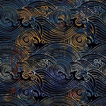 442359-复古风传统水纹海浪波浪旋转回旋纹肌