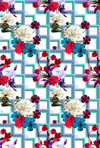 442634-叠加复古墙纸大花