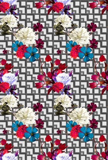 442635-叠加复古墙纸大花