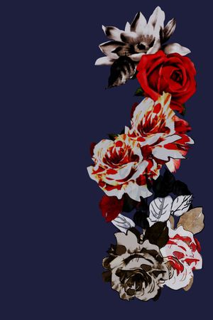 油画笔墨玫瑰2015大牌走秀手绘印花华亿平台图片