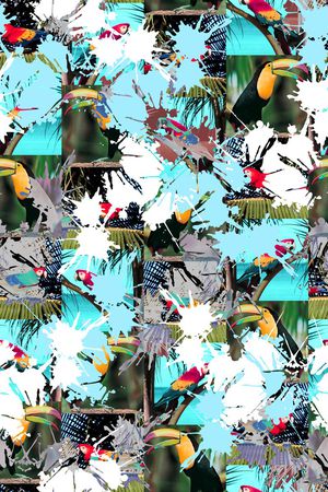 喷溅热带拼接组合印花华亿平台图片