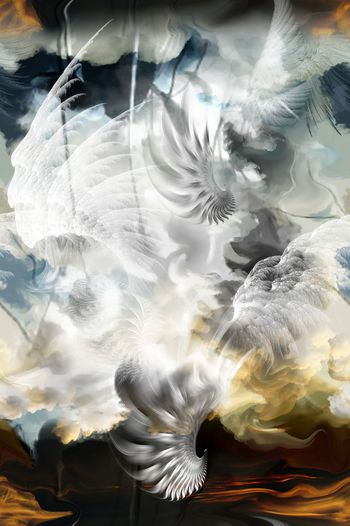 442812-水墨渐变天空彩云意境风景空中梦想翅