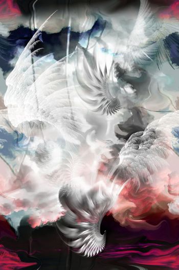 442813-水墨渐变天空彩云意境风景空中梦想翅