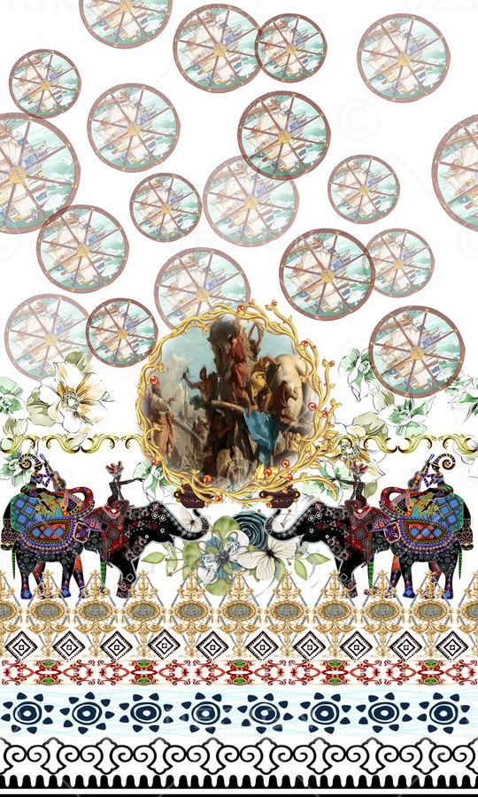 欧式人物花边印花华亿平台图片