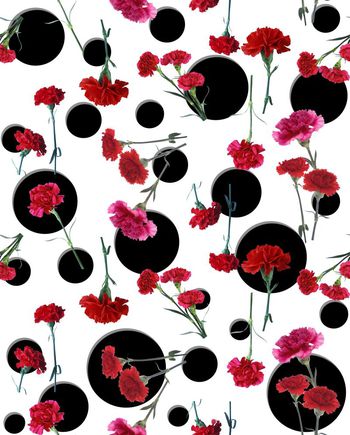 443053-流行时尚康乃馨散波点花卉印花.