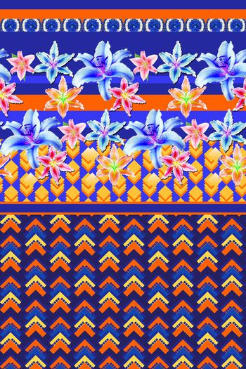 443059-经典定位几何花卉条纹组合