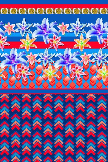 443060-经典定位几何花卉条纹组合