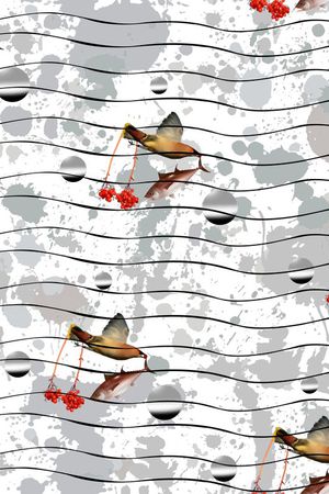 趣味鱼鸟超现实主义印花华亿平台图片