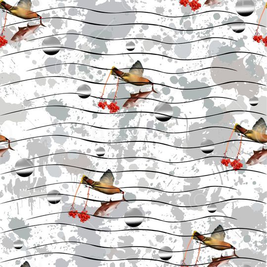 趣味鱼鸟超现实主义印花华亿平台图片