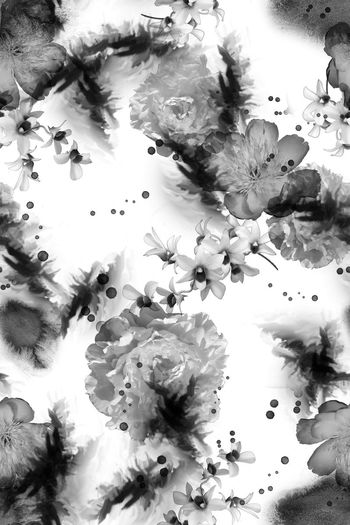 443274-水墨风格花卉手绘墨滴笔触女装半身裙