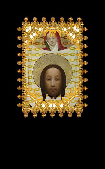 443504-纪梵希风格宗教油画图案金属链条男装