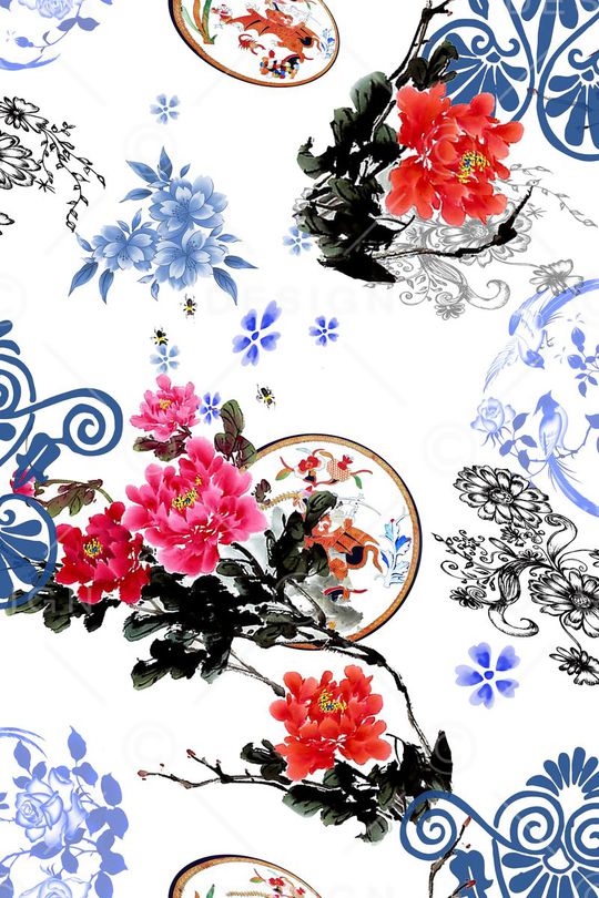 中国风花印花华亿平台图片