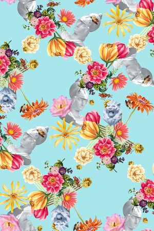 创意花卉印花华亿平台图片