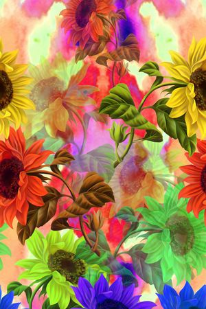 朦胧系列定位花印花华亿平台图片