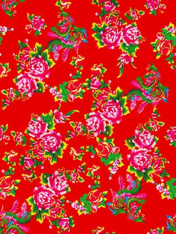 大红牡丹印花华亿平台图片