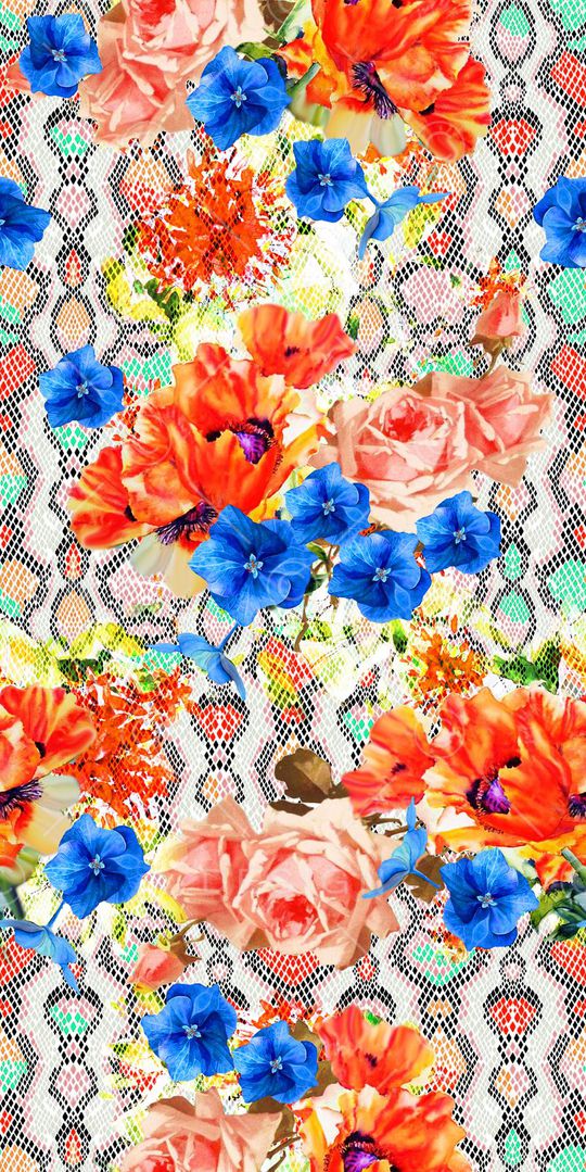 抽象花纹  花卉印花华亿平台图片