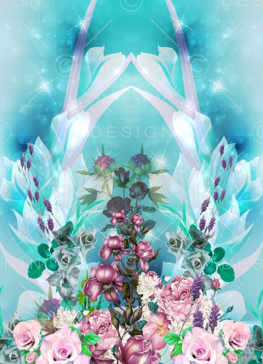 迷幻冷色调蓝色天空印花华亿平台图片