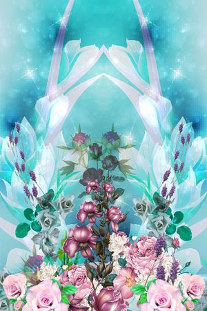 迷幻冷色调蓝色天空印花华亿平台图片