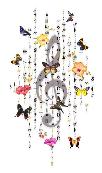 444171-音符的翅膀梦想的音符音乐守望蝴蝶花