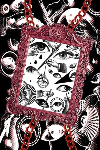 444328-潮牌意象空间手绘的手和眼睛金属锁链