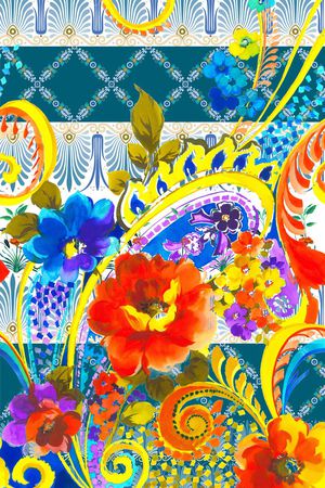 几何花卉印花华亿平台图片