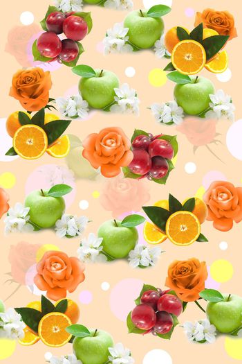 444887-时尚大牌水果花卉组合清新苹果女装 